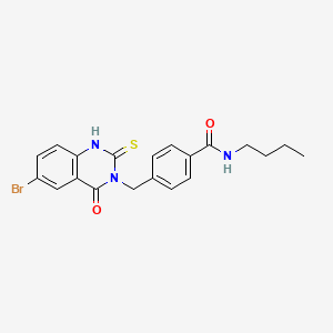 molecular formula C20H20BrN3O2S B2995972 4-[(6-bromo-4-oxo-2-sulfanylidene-1H-quinazolin-3-yl)methyl]-N-butylbenzamide CAS No. 422287-00-1