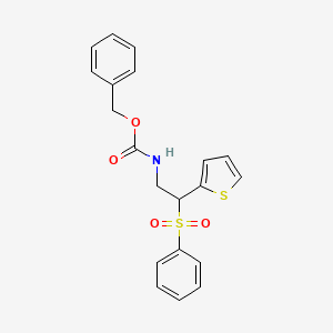 molecular formula C20H19NO4S2 B2995983 Benzyl (2-(phenylsulfonyl)-2-(thiophen-2-yl)ethyl)carbamate CAS No. 896335-24-3