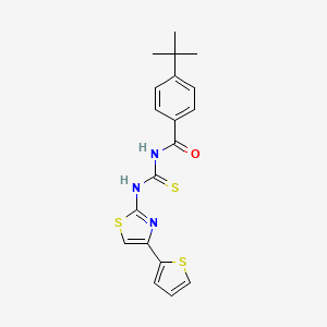 molecular formula C19H19N3OS3 B2995986 4-(tert-butyl)-N-((4-(thiophen-2-yl)thiazol-2-yl)carbamothioyl)benzamide CAS No. 398998-11-3