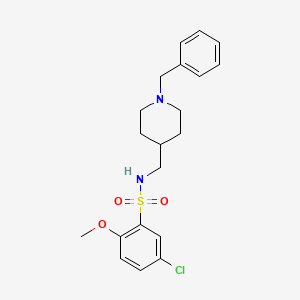 molecular formula C20H25ClN2O3S B2995987 N-((1-苄基哌啶-4-基)甲基)-5-氯-2-甲氧基苯磺酰胺 CAS No. 953154-90-0