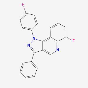 molecular formula C22H13F2N3 B2995996 6-氟-1-(4-氟苯基)-3-苯基-1H-吡唑并[4,3-c]喹啉 CAS No. 932280-29-0