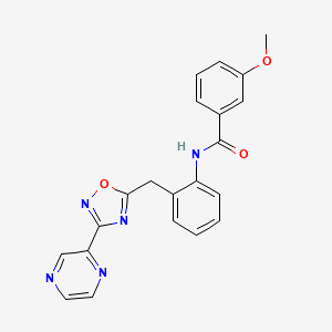 molecular formula C21H17N5O3 B2995999 3-methoxy-N-(2-((3-(pyrazin-2-yl)-1,2,4-oxadiazol-5-yl)methyl)phenyl)benzamide CAS No. 2034401-76-6