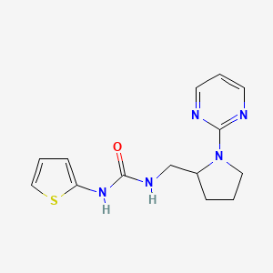 molecular formula C14H17N5OS B2996005 1-{[1-(Pyrimidin-2-yl)pyrrolidin-2-yl]methyl}-3-(thiophen-2-yl)urea CAS No. 2097889-79-5