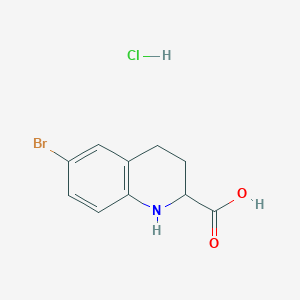 molecular formula C10H11BrClNO2 B2996021 6-Bromo-1,2,3,4-tetrahydroquinoline-2-carboxylic acid;hydrochloride CAS No. 2580182-02-9