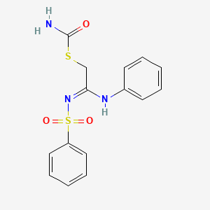 molecular formula C15H15N3O3S2 B2996026 S-[(2Z)-2-anilino-2-(benzenesulfonylimino)ethyl] carbamothioate CAS No. 295365-16-1