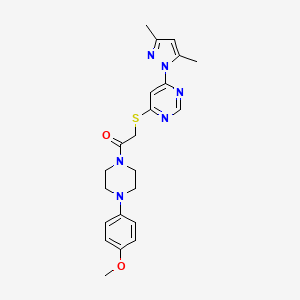 molecular formula C22H26N6O2S B2996032 2-((6-(3,5-dimethyl-1H-pyrazol-1-yl)pyrimidin-4-yl)thio)-1-(4-(4-methoxyphenyl)piperazin-1-yl)ethanone CAS No. 1251710-62-9