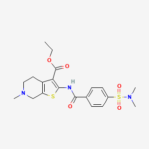 molecular formula C20H25N3O5S2 B2996042 2-(4-(N,N-二甲基磺酰基)苯甲酰胺)-6-甲基-4,5,6,7-四氢噻吩并[2,3-c]吡啶-3-羧酸乙酯 CAS No. 486453-10-5