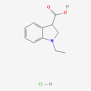 molecular formula C11H14ClNO2 B2996047 1-乙基-2,3-二氢吲哚-3-羧酸；盐酸盐 CAS No. 2402838-74-6