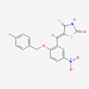 molecular formula C18H14N2O4S2 B2996060 (Z)-5-(2-((4-methylbenzyl)oxy)-5-nitrobenzylidene)-4-thioxothiazolidin-2-one CAS No. 622351-19-3