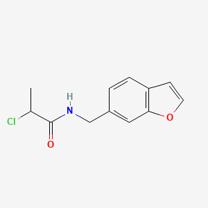 molecular formula C12H12ClNO2 B2996062 N-(1-Benzofuran-6-ylmethyl)-2-chloropropanamide CAS No. 2411202-13-4