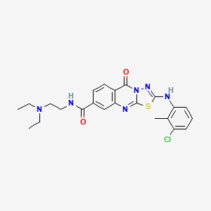 molecular formula C23H25ClN6O2S B2996069 2-[(3-chloro-2-methylphenyl)amino]-N-[2-(diethylamino)ethyl]-5-oxo-5H-[1,3,4]thiadiazolo[2,3-b]quinazoline-8-carboxamide CAS No. 894255-54-0
