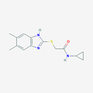 molecular formula C14H17N3OS B299607 N-cyclopropyl-2-[(5,6-dimethyl-1H-benzimidazol-2-yl)sulfanyl]acetamide 