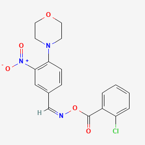 molecular formula C18H16ClN3O5 B2996072 N-[(2-chlorobenzoyl)oxy]-N-[(Z)-(4-morpholino-3-nitrophenyl)methylidene]amine CAS No. 339019-91-9