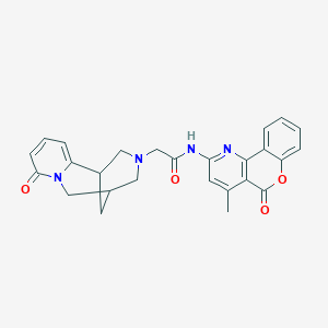 molecular formula C26H24N4O4 B2996074 N-(4-甲基-5-氧代色满并[4,3-b]吡啶-2-基)-2-(6-氧代-7,11-二氮杂三环[7.3.1.02,7]十三-2,4-二烯-11-基)乙酰胺 CAS No. 868966-27-2