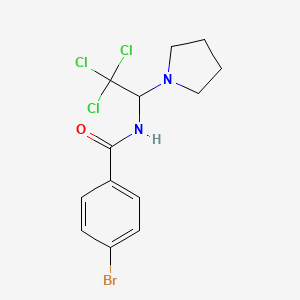 molecular formula C13H14BrCl3N2O B2996077 4-溴-N-(2,2,2-三氯-1-(吡咯烷-1-基)乙基)苯甲酰胺 CAS No. 302934-77-6