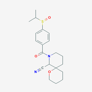 molecular formula C20H26N2O3S B2996096 8-[4-(Propane-2-sulfinyl)benzoyl]-1-oxa-8-azaspiro[5.5]undecane-7-carbonitrile CAS No. 2094248-23-2