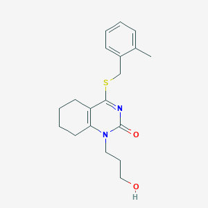 molecular formula C19H24N2O2S B2996097 1-(3-hydroxypropyl)-4-((2-methylbenzyl)thio)-5,6,7,8-tetrahydroquinazolin-2(1H)-one CAS No. 941979-35-7