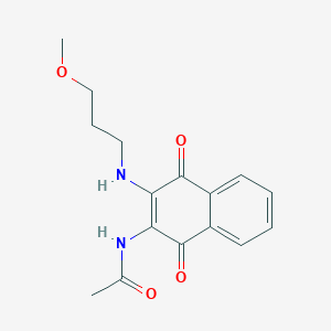 molecular formula C16H18N2O4 B299610 N-{3-[(3-methoxypropyl)amino]-1,4-dioxo-1,4-dihydro-2-naphthalenyl}acetamide 