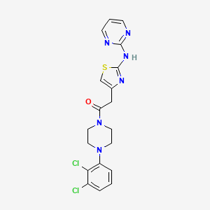 molecular formula C19H18Cl2N6OS B2996103 1-(4-(2,3-Dichlorophenyl)piperazin-1-yl)-2-(2-(pyrimidin-2-ylamino)thiazol-4-yl)ethanone CAS No. 1226458-08-7