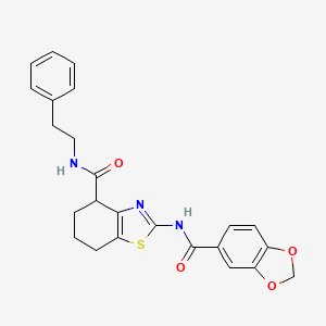 molecular formula C24H23N3O4S B2996109 2-(benzo[d][1,3]dioxole-5-carboxamido)-N-phenethyl-4,5,6,7-tetrahydrobenzo[d]thiazole-4-carboxamide CAS No. 941967-68-6