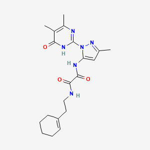 molecular formula C20H26N6O3 B2996119 N1-(2-(cyclohex-1-en-1-yl)ethyl)-N2-(1-(4,5-dimethyl-6-oxo-1,6-dihydropyrimidin-2-yl)-3-methyl-1H-pyrazol-5-yl)oxalamide CAS No. 1013985-48-2