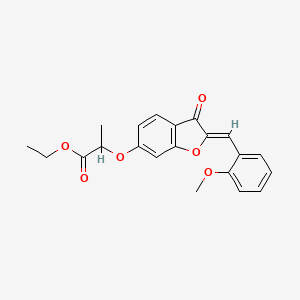 molecular formula C21H20O6 B2996133 (Z)-ethyl 2-((2-(2-methoxybenzylidene)-3-oxo-2,3-dihydrobenzofuran-6-yl)oxy)propanoate CAS No. 858762-64-8