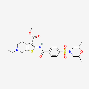 molecular formula C24H31N3O6S2 B2996139 Methyl 2-(4-((2,6-dimethylmorpholino)sulfonyl)benzamido)-6-ethyl-4,5,6,7-tetrahydrothieno[2,3-c]pyridine-3-carboxylate CAS No. 524680-00-0