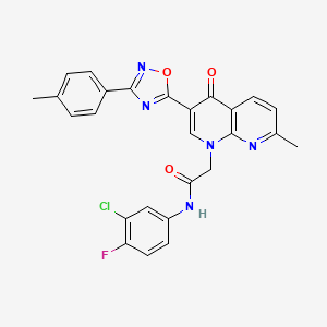 N-(3-chloro-4-fluorophenyl)-2-(7-methyl-4-oxo-3-(3-(p-tolyl)-1,2,4-oxadiazol-5-yl)-1,8-naphthyridin-1(4H)-yl)acetamide