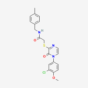 2-((4-(3-chloro-4-methoxyphenyl)-3-oxo-3,4-dihydropyrazin-2-yl)thio)-N-(4-methylbenzyl)acetamide
