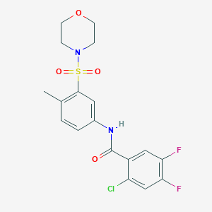 molecular formula C18H17ClF2N2O4S B299615 2-chloro-4,5-difluoro-N-[4-methyl-3-(4-morpholinylsulfonyl)phenyl]benzamide 