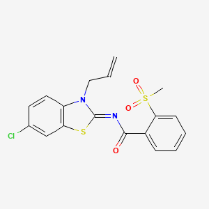 molecular formula C18H15ClN2O3S2 B2996154 (Z)-N-(3-allyl-6-chlorobenzo[d]thiazol-2(3H)-ylidene)-2-(methylsulfonyl)benzamide CAS No. 896027-66-0