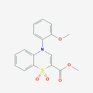 molecular formula C17H15NO5S B2996157 甲基 4-(2-甲氧基苯基)-4H-1,4-苯并噻嗪-2-甲酸酯 1,1-二氧化物 CAS No. 1358766-64-9