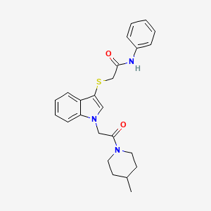 molecular formula C24H27N3O2S B2996163 2-((1-(2-(4-甲基哌啶-1-基)-2-氧代乙基)-1H-吲哚-3-基)硫代)-N-苯乙酰胺 CAS No. 878055-56-2