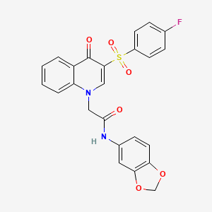 molecular formula C24H17FN2O6S B2996172 N-(1,3-苯并二氧杂环-5-基)-2-[3-(4-氟苯基)磺酰基-4-氧代喹啉-1-基]乙酰胺 CAS No. 866729-27-3