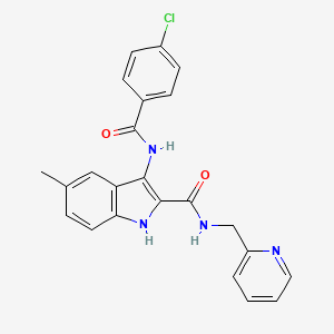 molecular formula C23H19ClN4O2 B2996178 3-(4-chlorobenzamido)-5-methyl-N-(pyridin-2-ylmethyl)-1H-indole-2-carboxamide CAS No. 1029724-67-1