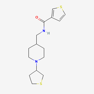 molecular formula C15H22N2OS2 B2996183 N-((1-(tetrahydrothiophen-3-yl)piperidin-4-yl)methyl)thiophene-3-carboxamide CAS No. 2034506-15-3
