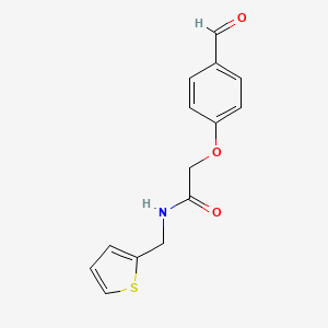 molecular formula C14H13NO3S B2996194 2-(4-formylphenoxy)-N-(thiophen-2-ylmethyl)acetamide CAS No. 851898-57-2