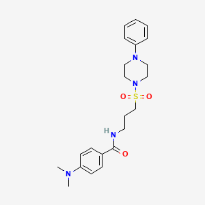 molecular formula C22H30N4O3S B2996196 4-(dimethylamino)-N-(3-((4-phenylpiperazin-1-yl)sulfonyl)propyl)benzamide CAS No. 1021254-86-3