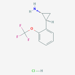 molecular formula C10H11ClF3NO B2996199 (1R,2S)-2-[2-(Trifluoromethoxy)phenyl]cyclopropan-1-amine;hydrochloride CAS No. 1807939-30-5