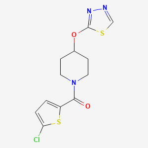molecular formula C12H12ClN3O2S2 B2996204 (4-((1,3,4-Thiadiazol-2-yl)oxy)piperidin-1-yl)(5-chlorothiophen-2-yl)methanone CAS No. 2189500-18-1