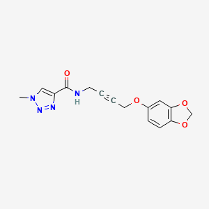 molecular formula C15H14N4O4 B2996205 N-(4-(benzo[d][1,3]dioxol-5-yloxy)but-2-yn-1-yl)-1-methyl-1H-1,2,3-triazole-4-carboxamide CAS No. 1448027-68-6