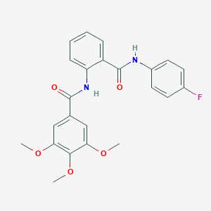molecular formula C23H21FN2O5 B299621 N-{2-[(4-fluoroanilino)carbonyl]phenyl}-3,4,5-trimethoxybenzamide 