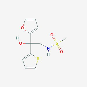 molecular formula C11H13NO4S2 B2996222 N-(2-(furan-2-yl)-2-hydroxy-2-(thiophen-2-yl)ethyl)methanesulfonamide CAS No. 2034264-30-5