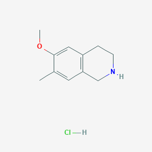 molecular formula C11H16ClNO B2996227 6-甲氧基-7-甲基-1,2,3,4-四氢异喹啉盐酸盐 CAS No. 2173997-16-3