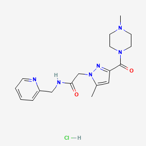 2-(5-methyl-3-(4-methylpiperazine-1-carbonyl)-1H-pyrazol-1-yl)-N-(pyridin-2-ylmethyl)acetamide hydrochloride
