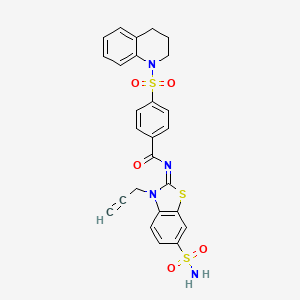 molecular formula C26H22N4O5S3 B2996240 (Z)-4-((3,4-二氢喹啉-1(2H)-基)磺酰基)-N-(3-(丙-2-炔-1-基)-6-磺酰氨基苯并[d]噻唑-2(3H)-亚甲基)苯甲酰胺 CAS No. 865182-18-9
