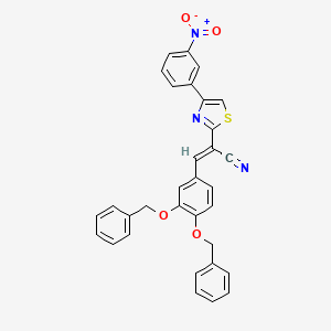 molecular formula C32H23N3O4S B2996241 (2E)-3-[3,4-bis(benzyloxy)phenyl]-2-[4-(3-nitrophenyl)-1,3-thiazol-2-yl]prop-2-enenitrile CAS No. 476673-15-1