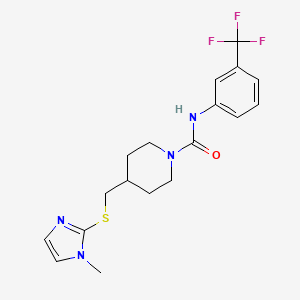 molecular formula C18H21F3N4OS B2996243 4-(((1-methyl-1H-imidazol-2-yl)thio)methyl)-N-(3-(trifluoromethyl)phenyl)piperidine-1-carboxamide CAS No. 1428378-71-5
