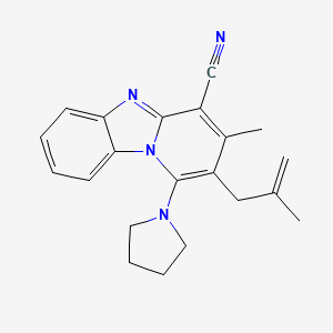 molecular formula C21H22N4 B2996253 3-Methyl-2-(2-methylprop-2-enyl)-1-pyrrolidin-1-ylpyrido[1,2-a]benzimidazole-4-carbonitrile CAS No. 612037-92-0