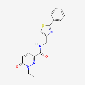 molecular formula C17H16N4O2S B2996256 1-ethyl-6-oxo-N-((2-phenylthiazol-4-yl)methyl)-1,6-dihydropyridazine-3-carboxamide CAS No. 1219914-74-5